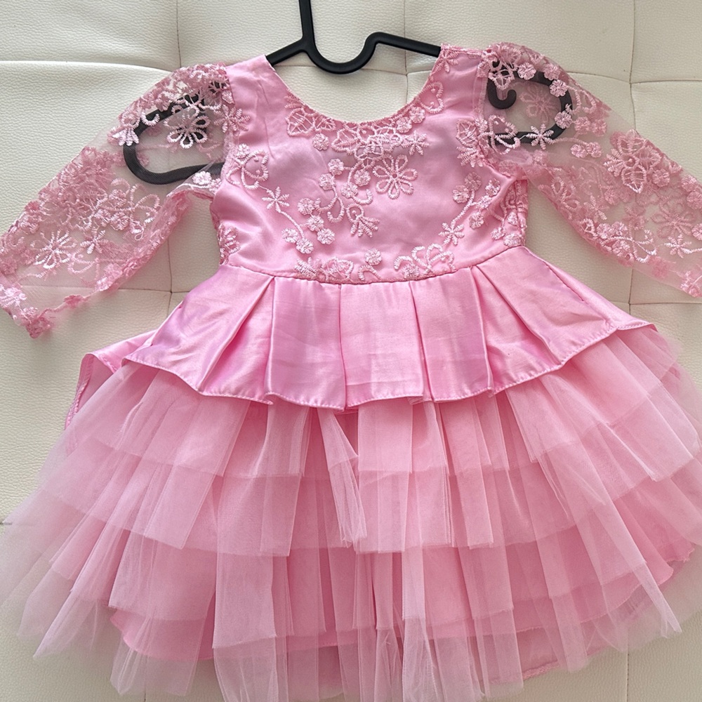 Delicate Pink Floral Kids Dress